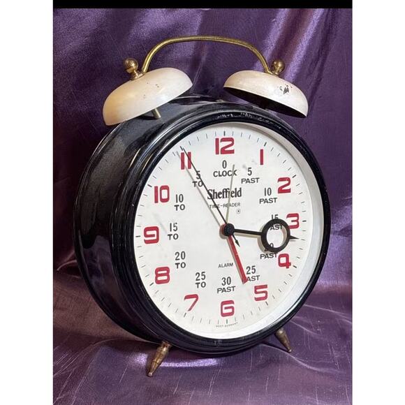 VINTAGE SHEFFIELD TIME READER WIND UP ALARM CLOCK WORKS - Picture 2 of 5